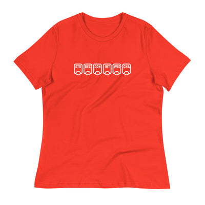 Ability Scores Women's Shirt - Geeky merchandise for people who play D&D - Merch to wear and cute accessories and stationery Paola's Pixels