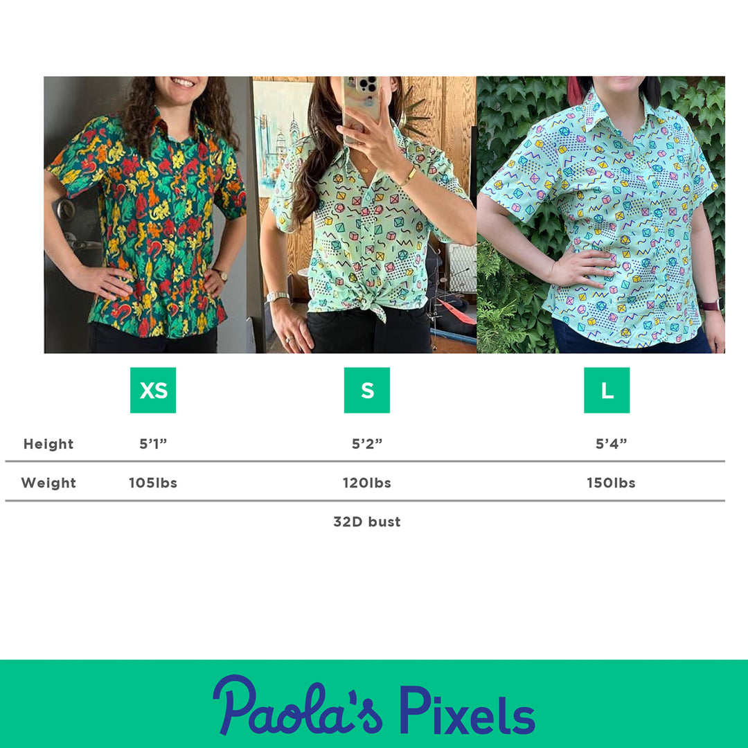 Summer Warlock Women's Button Up - Geeky merchandise for people who play D&D - Merch to wear and cute accessories and stationery Paola's Pixels
