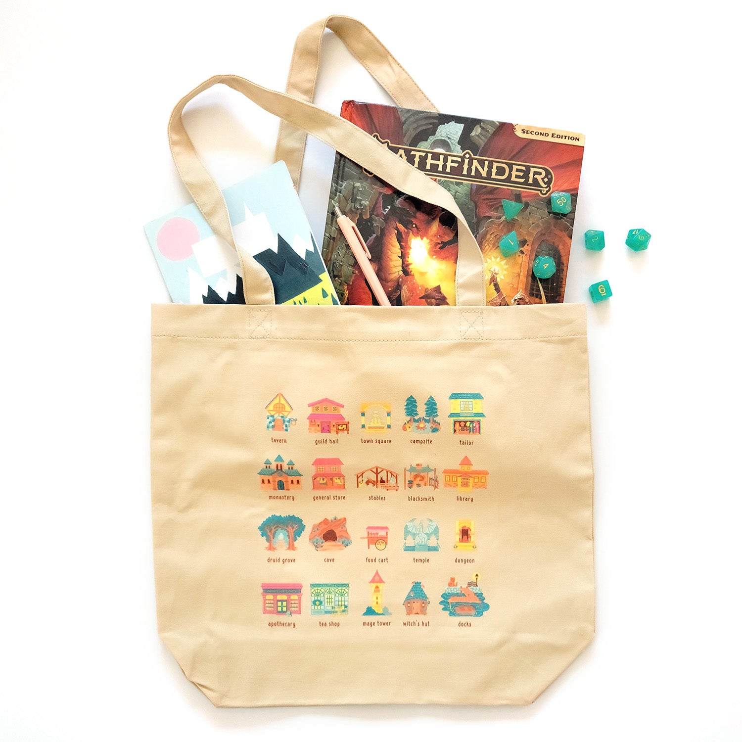 World Building Tote Bag - Geeky merchandise for people who play D&D - Merch to wear and cute accessories and stationery Paola's Pixels