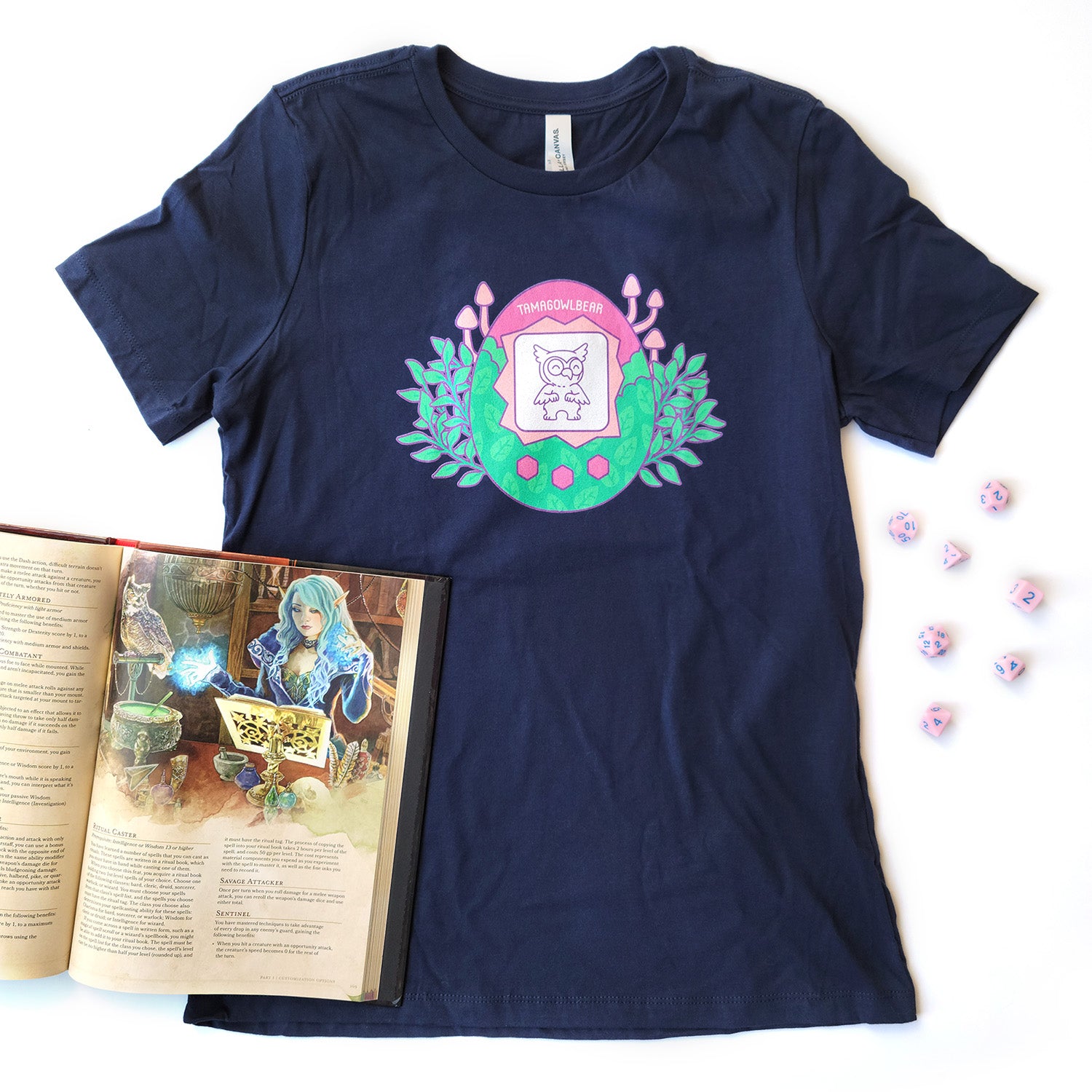 Pink Tamagowlbear Women's Shirt - Geeky merchandise for people who play D&D - Merch to wear and cute accessories and stationery Paola's Pixels